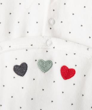 Pyjama en velours à motifs coeurs et message brodé bébé fille vue3 - GEMO 4G BEBE - GEMO