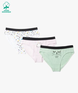 Culottes fille imprimées avec ceinture contrastante (lot de 3) vue1 - GEMO 4G FILLE - GEMO