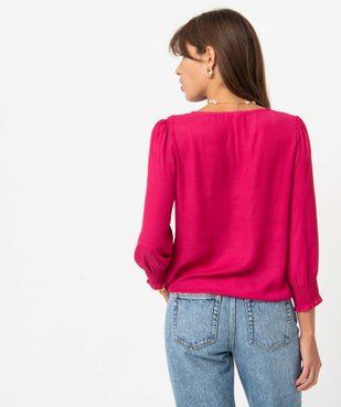 Blouse femme cache-cœur en satin imprimé ton sur ton vue3 - GEMO(FEMME PAP) - GEMO