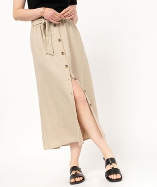 Jupe longue fluide aspect froissé femme vue1 - GEMO(FEMME PAP) - GEMO