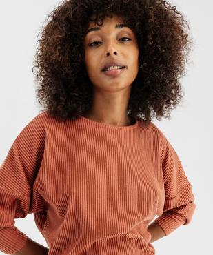 Haut de pyjama en maille côtelée femme vue3 - GEMO 4G FEMME - GEMO