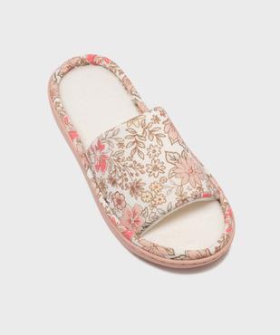 Chaussons mules bout ouvert à motifs fleuris semelle femme vue5 - GEMO(HOMWR FEM) - GEMO