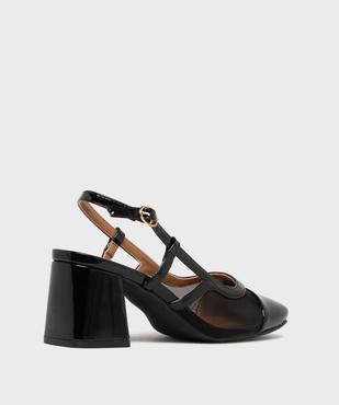 Escarpins slingback vernis à talon large et bout carré femme - Follow Me vue4 - FOLLOW ME - GEMO