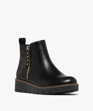 Boots femme à semelle plateforme crantée et à zip fantaisie vue3 - GEMO (CASUAL) - GEMO
