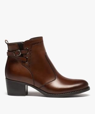 Boots femme en cuir à talon carré et à zip - Taneo vue1 - TANEO - GEMO
