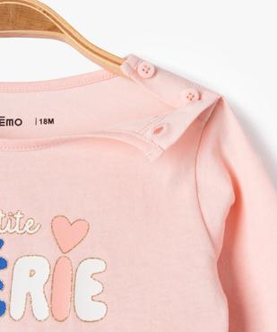 Tee-shirt à manches longues à message bébé fille vue2 - PREMIER PRIX BY GEMO - GEMO