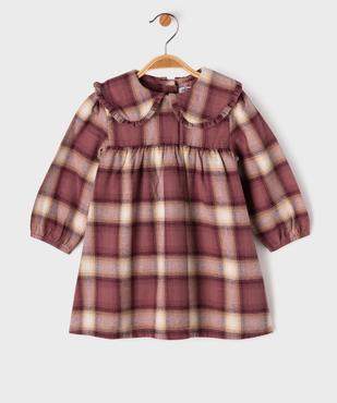 Robe manches longues à col Claudine à carreaux bébé fille vue1 - GEMO(BEBE DEBT) - GEMO