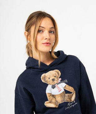 Sweat à capuche imprimé en molleton doux femme - LuluCastagnette vue2 - LULUCASTAGNETTE - GEMO