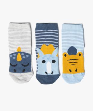 Chaussettes bébé à rayures et motif dinosaure (lot de 3) vue1 - GEMO 4G BEBE - GEMO