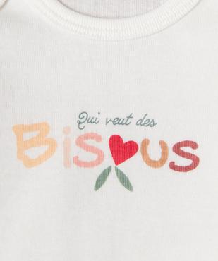 Bodies manches longues avec messages bébé fille (lot de 3) vue3 - GEMO 4G BEBE - GEMO