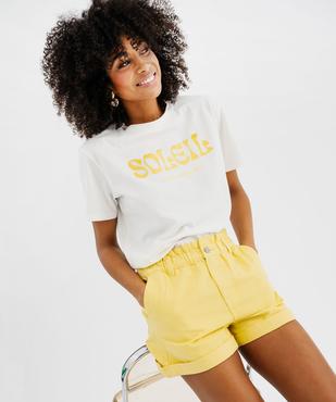 Tee-shirt manches courtes avec inscriptions femme vue1 - GEMO 4G FEMME - GEMO