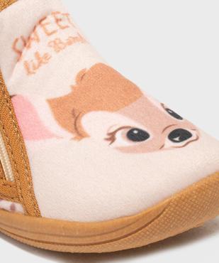 Chaussons en velours zippées moelleux imprimé Bambi fille - Disney vue6 - BAMBI - GEMO