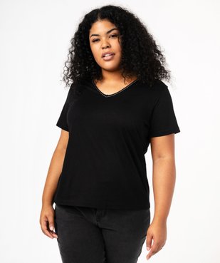 Tee-shirt manches courte à col V femme grande taille vue2 - GEMO (G TAILLE) - GEMO