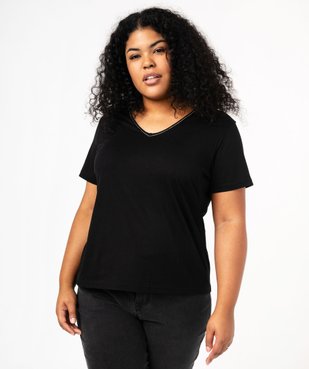 Tee-shirt manches courte à col V femme grande taille vue2 - GEMO (G TAILLE) - GEMO