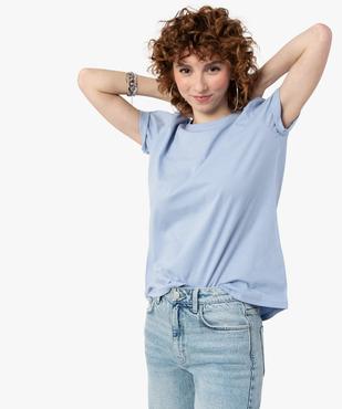 Tee-shirt femme à manches courtes avec col rond vue1 - GEMO(FEMME PAP) - GEMO