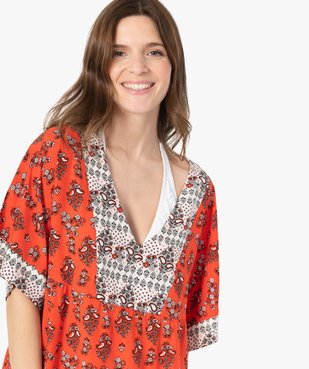 Tunique de plage femme imprimée avec manches kimono vue2 - GEMO (PLAGE) - GEMO