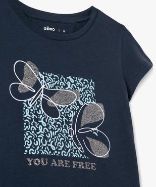 Tee-shirt fille à manches courtes à motif pailleté vue2 - GEMO (ENFANT) - GEMO
