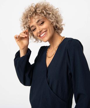 Tee-shirt femme effet blouse avec col cache-coeur vue2 - GEMO(FEMME PAP) - GEMO