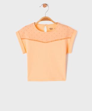 Tee-shirt manches courtes avec haut brodé bébé fille vue1 - GEMO 4G BEBE - GEMO