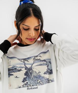 Sweat en molleton doux imprimé femme - Hokusai vue2 - HOKUSAI - GEMO