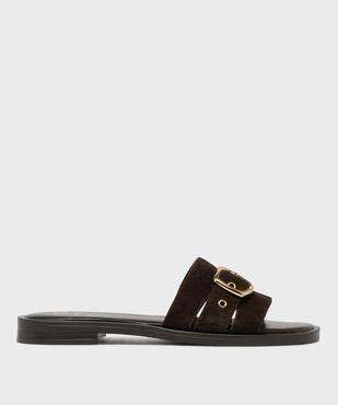 Mules en cuir suédé à bout ouvert femme - Tanéo vue1 - TANEO - GEMO