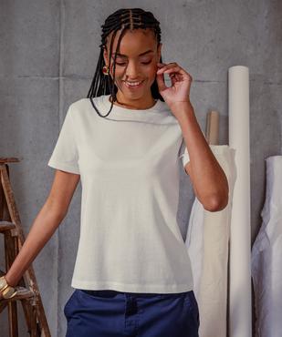 Tee-shirt manches courtes et col rond uni en coton résistant femme vue4 - GEMO(FEMME PAP) - GEMO