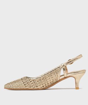 Escarpins slingbacks à tige tressée et ajourée femme vue3 - FOLLOW ME - GEMO