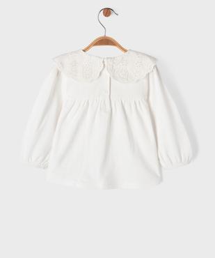 Tee-shirt manches longues ample à col Claudine en dentelle anglaise bébé fille vue3 - GEMO 4G BEBE - GEMO