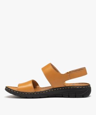 Sandales femme confort à brides scratch en cuir uni vue3 - GEMO (CONFORT) - GEMO