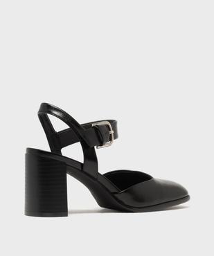 Escarpins sling back à talon large et bout carré femme - Follow Me vue4 - FOLLOW ME - GEMO