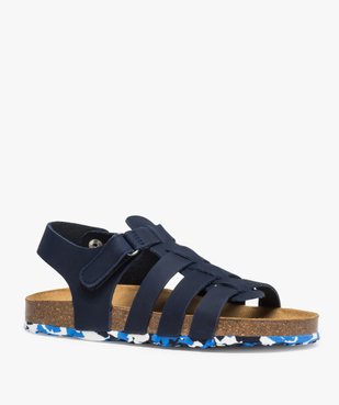 Sandales garçon à multiples brides en cuir et semelle liège vue2 - GEMO (ENFANT) - GEMO