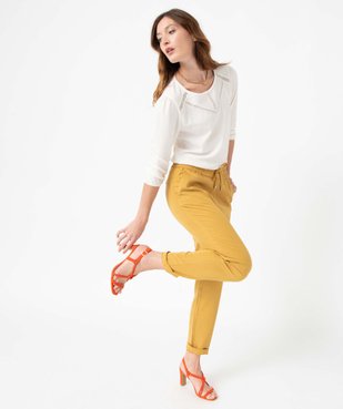 Tee-shirt femme à manches longues en maille texturée vue5 - GEMO(FEMME PAP) - GEMO