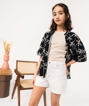 Chemise fille à manches courtes avec motifs palmiers vue1 - GEMO (JUNIOR) - GEMO