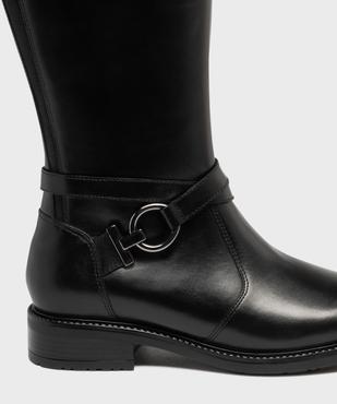 Bottes cavalières en cuir à zip et élastiques femme - Tanéo vue6 - TANEO - GEMO