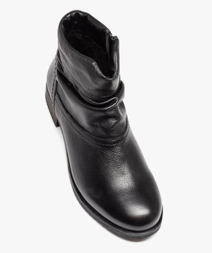 Boots femme confort dessus en cuir uni et plissé vue5 - GEMO (CONFORT) - GEMO