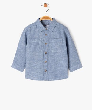 Chemise manches longues en coton lin mélangés bébé garçon vue1 - GEMO(BEBE DEBT) - GEMO