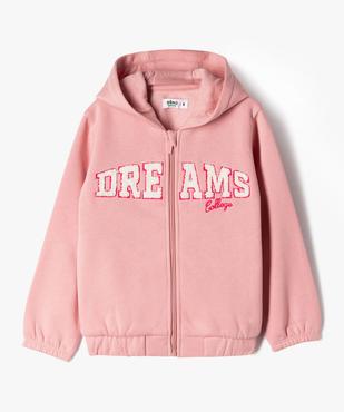 Sweat à capuche zippé intérieur molletonné broderie bouclette fille vue2 - GEMO 4G FILLE - GEMO