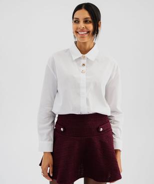 Chemise manches longues droite en coton à boutons dorés fantaisie femme vue1 - GEMO(FEMME PAP) - GEMO