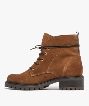 Boots fourrés en cuir à semelle crantée femme vue3 - GEMO (CASUAL) - GEMO