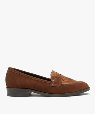 Mocassins dessus cuir avec empiècement scintillant femme - Tanéo vue1 - TANEO - GEMO
