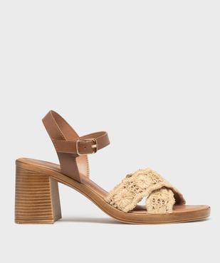 Sandales à talon haut et brides croisées en raphia femme vue1 - FOLLOW ME - GEMO