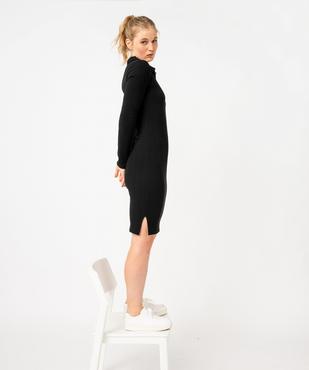Robe en maille côtelée à manches longues et col zippé femme vue1 - GEMO(FEMME PAP) - GEMO