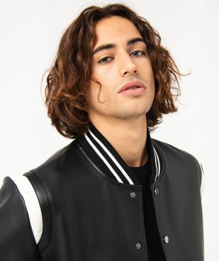 Blouson style universitaire en cuir imitation homme vue6 - GEMO (HOMME) - GEMO