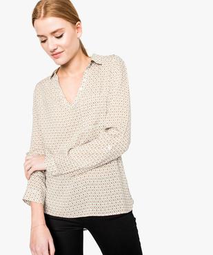 Blouse femme fluide à motifs et col v à boutons vue1 - GEMO(FEMME PAP) - GEMO
