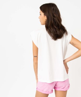 Tee-shirt manches courtes coupe loose en coton imprimé femme vue3 - GEMO(FEMME PAP) - GEMO