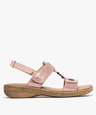 Sandales confort dessus cuir pailleté fermetures à scratch femme vue1 - G'FLEX - GEMO