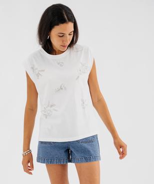 Tee-shirt sans manches avec strass et perles femme vue3 - GEMO(FEMME PAP) - GEMO