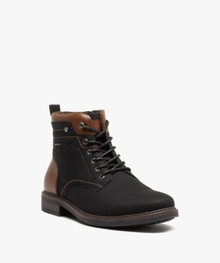 Boots homme en toile unie fermeture lacets et zip vue2 - GEMO (CASUAL) - GEMO