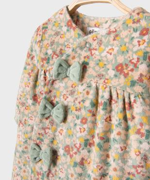 Pyjama en velours à motifs fleuris ouverture devant bébé fille vue2 - GEMO 4G BEBE - GEMO
