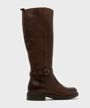 Bottes cavalières en cuir zippées femme - Tanéo vue4 - TANEO - GEMO